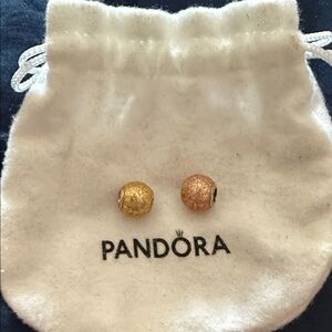 Pandora Gold and Orange Sparkle Charms. Price is for both charms.